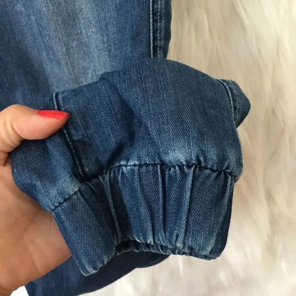EXPRESS Chambray High Waist Drawstring Joggers - Picture 5 of 5